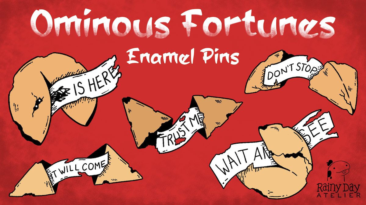 Enamel pin set of ominous fortune cookies